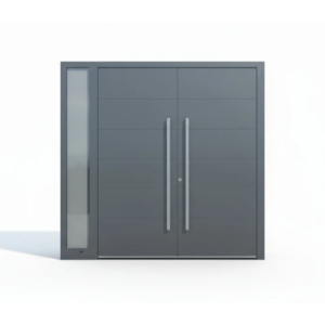 Porte d’entrée aluminium Schüco ADS 60 CH 2 vantaux + 1 tierce